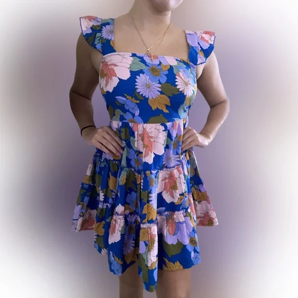 Blue Floral Babydoll Dress | Color: Blue | Size: S | Mrtnez's Closet Blue Floral Babydoll Dress | Color: Blue | Size: S | Mrtnez's Closet